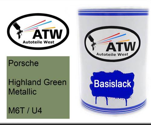 Porsche, Highland Green Metallic, M6T / U4: 500ml Lackdose, von ATW Autoteile West.